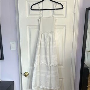 Zara White Ruffles Midi Dress